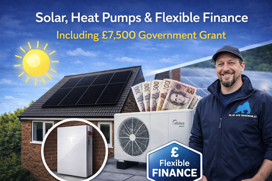 Solar, Heat Pumps & Flexible Finance with Blue Ape – Including £7,500 Government Grant