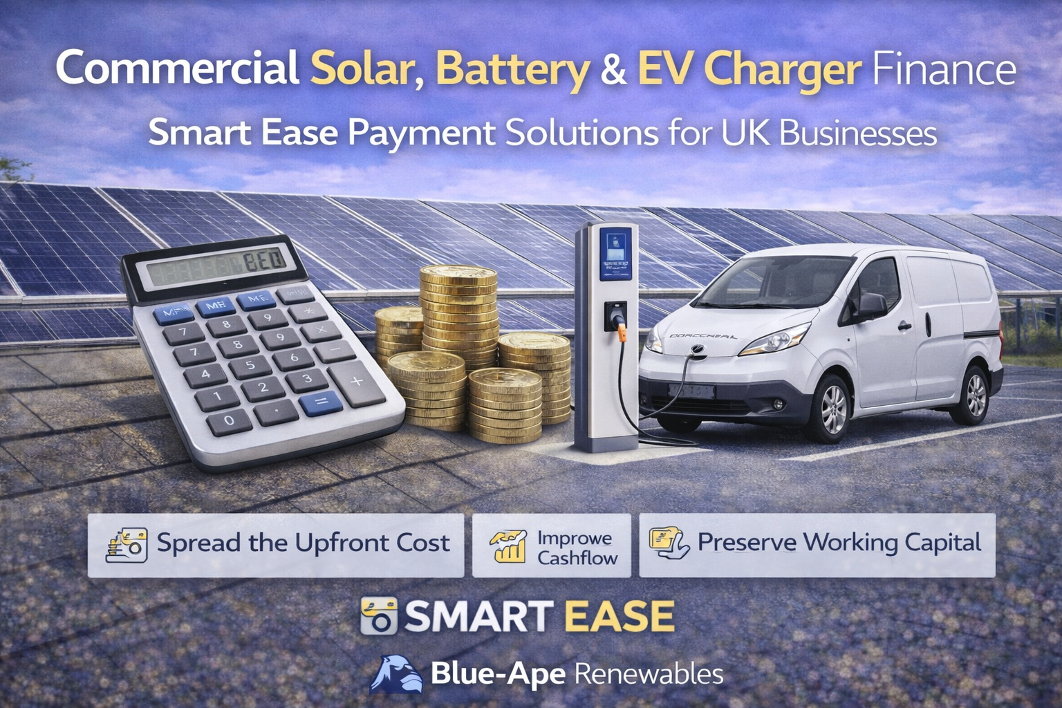 Commercial Solar, Battery & EV Charger Finance – Smart Ease Payment Solutions for UK Businesses