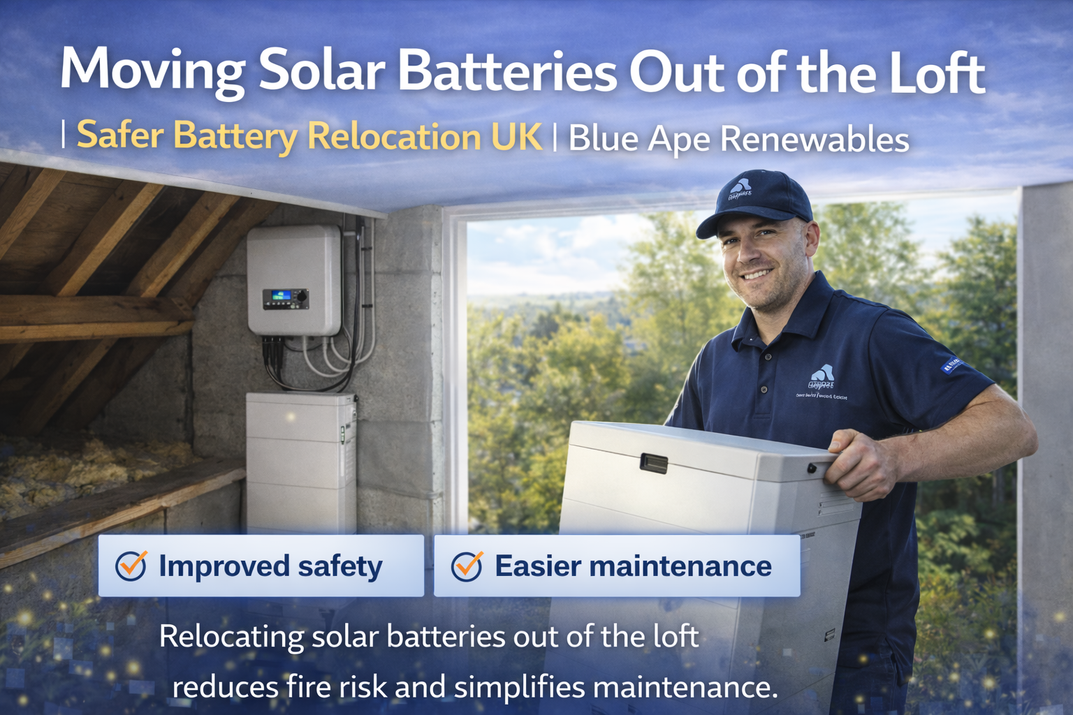 Moving Solar Batteries Out of the Loft | Safer Battery Relocation UK | Blue Ape Renewables