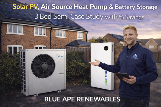 Solar PV, Air Source Heat Pump & Battery Storage Savings UK – 3 Bed Semi Case Study with % Savings