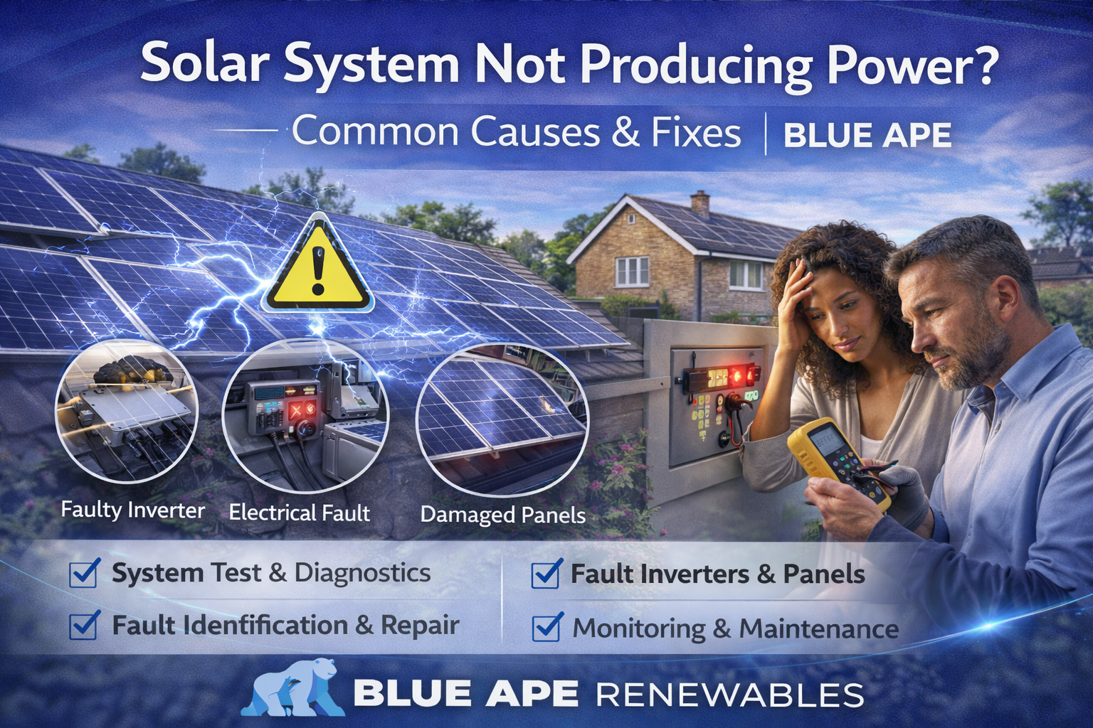 Solar System Not Producing Power? Common Causes & Fixes | Blue Ape