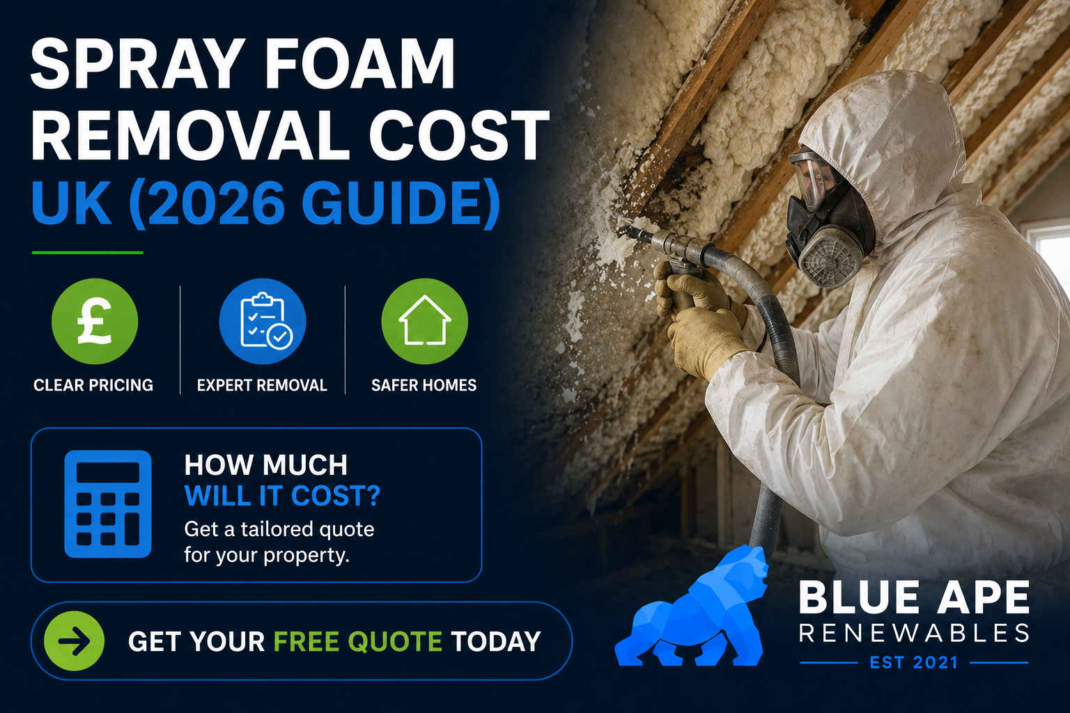 Spray Foam Removal Cost UK (2026 Guide) | Blue Ape Renewables