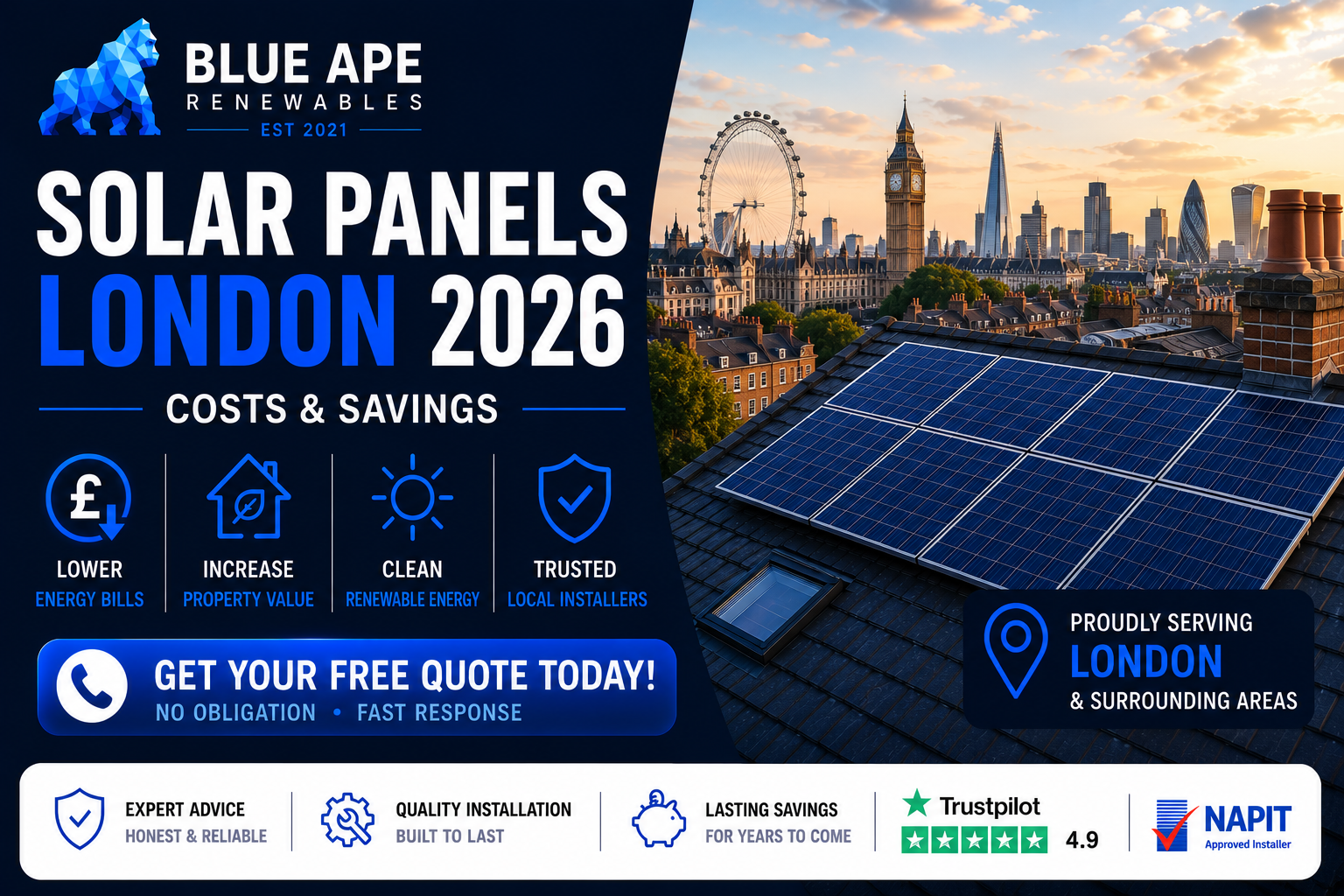 Solar Panel Installation London 2026: Costs & Savings | Blue Ape