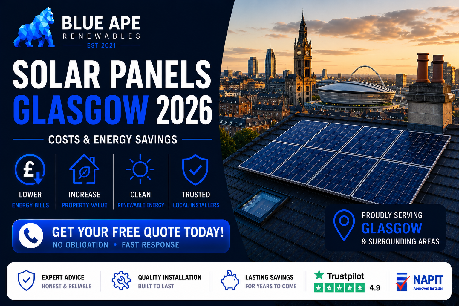 Solar Panels Glasgow 2026: Costs & Energy Savings | Blue Ape