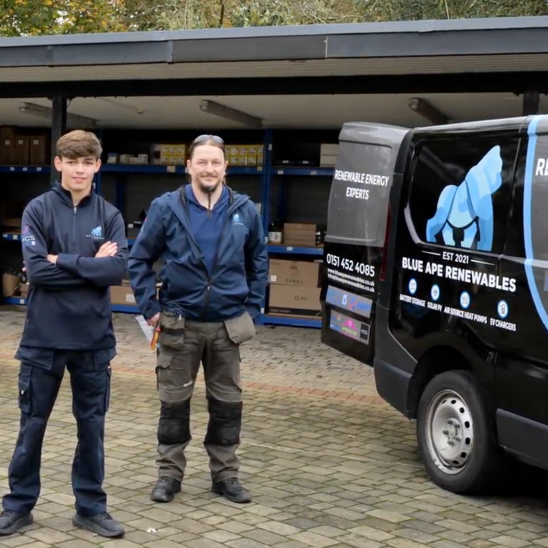 Blue Ape Renewables team installing solar panels